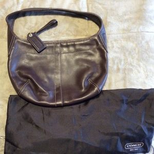 Coach brown leather small purse with storage bag